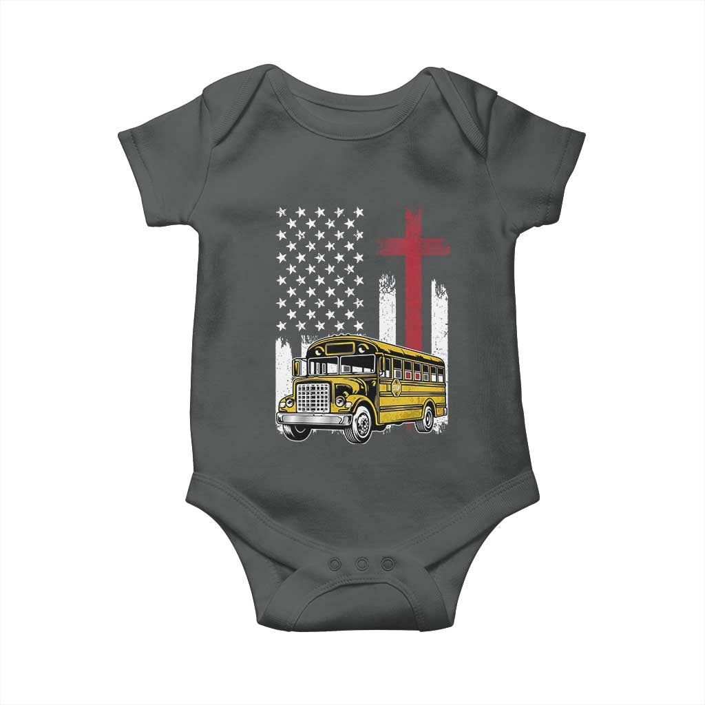 Bus Driver Patriotic Christian USA Flag Baby Onesie School Bus Driver