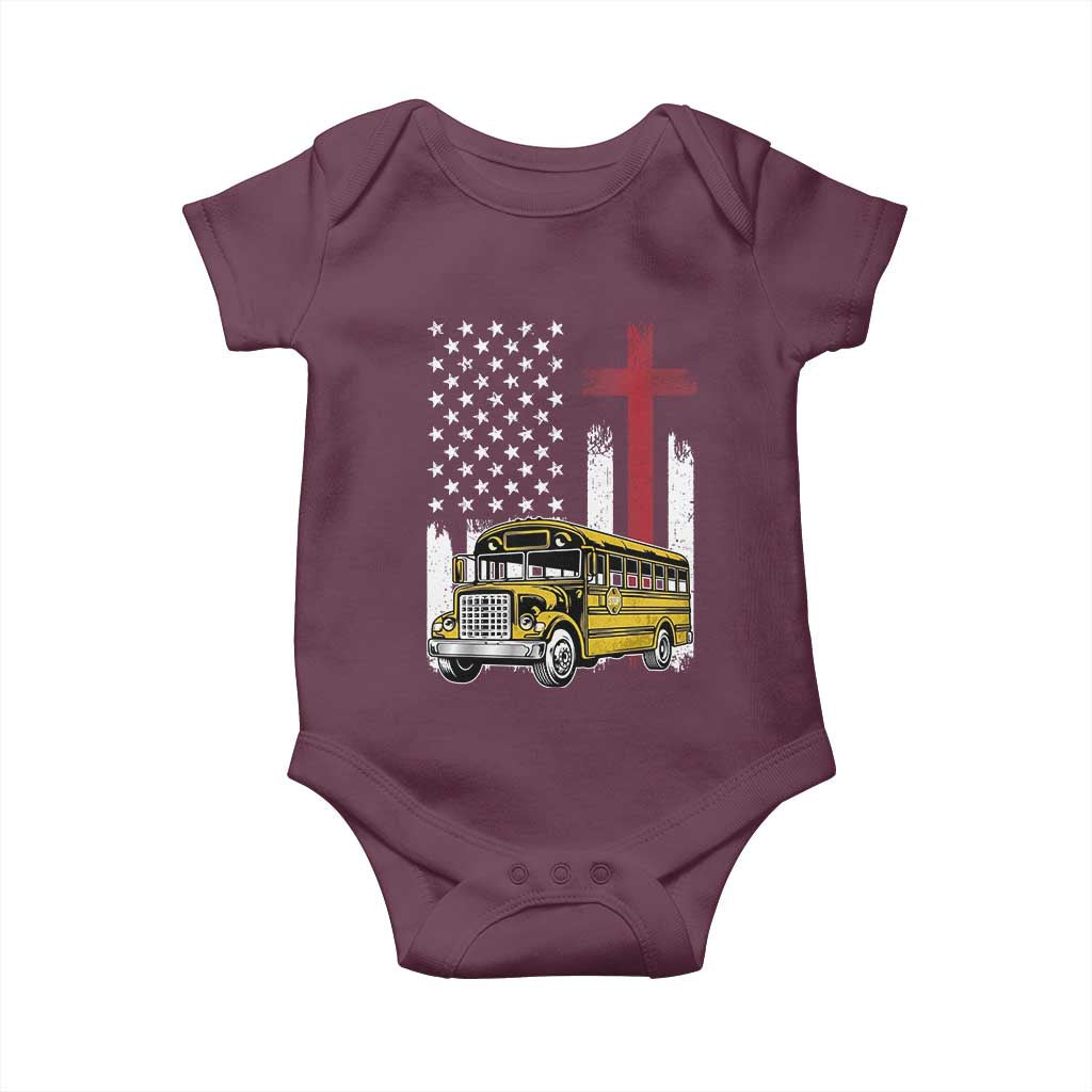 Bus Driver Patriotic Christian USA Flag Baby Onesie School Bus Driver