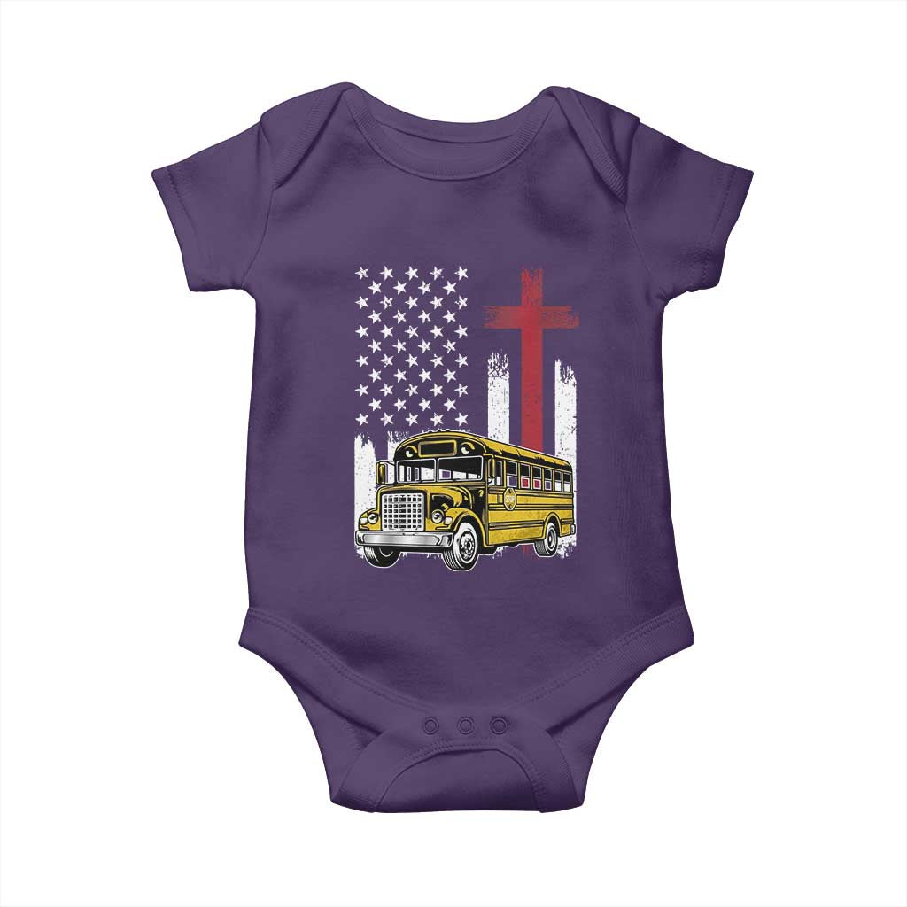 Bus Driver Patriotic Christian USA Flag Baby Onesie School Bus Driver