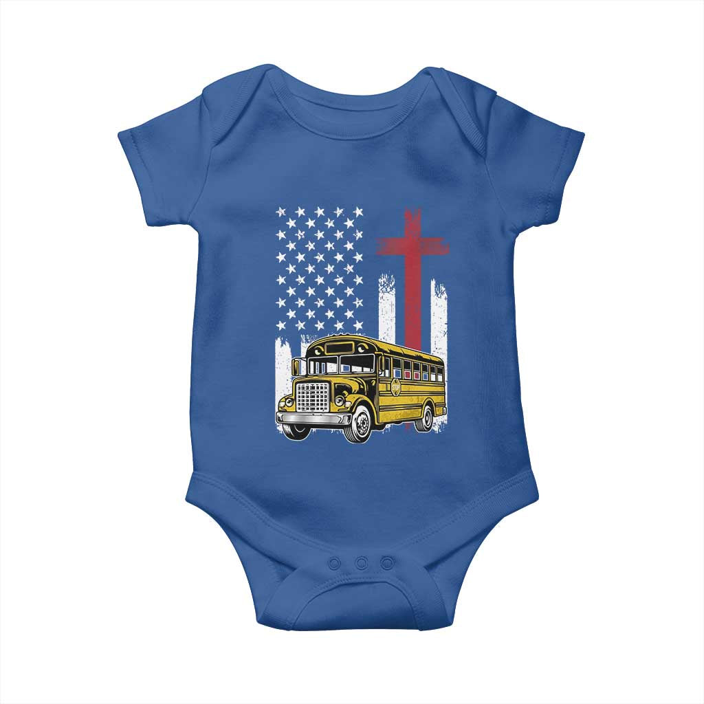 Bus Driver Patriotic Christian USA Flag Baby Onesie School Bus Driver
