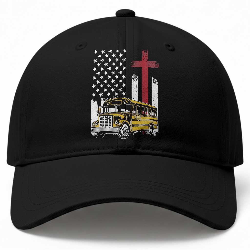 Bus Driver Patriotic Christian USA Flag Baseball Cap School Bus Driver