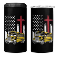 Bus Driver Patriotic Christian USA Flag 4 in 1 Can Cooler Tumbler School Bus Driver