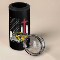 Bus Driver Patriotic Christian USA Flag 4 in 1 Can Cooler Tumbler School Bus Driver