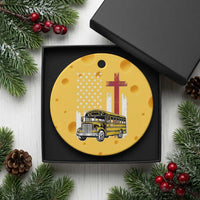 Bus Driver Patriotic Christian USA Flag Ceramic Ornament School Bus Driver