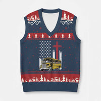 Bus Driver Patriotic Christian USA Flag V-Neck Knit Sweater Vest School Bus Driver