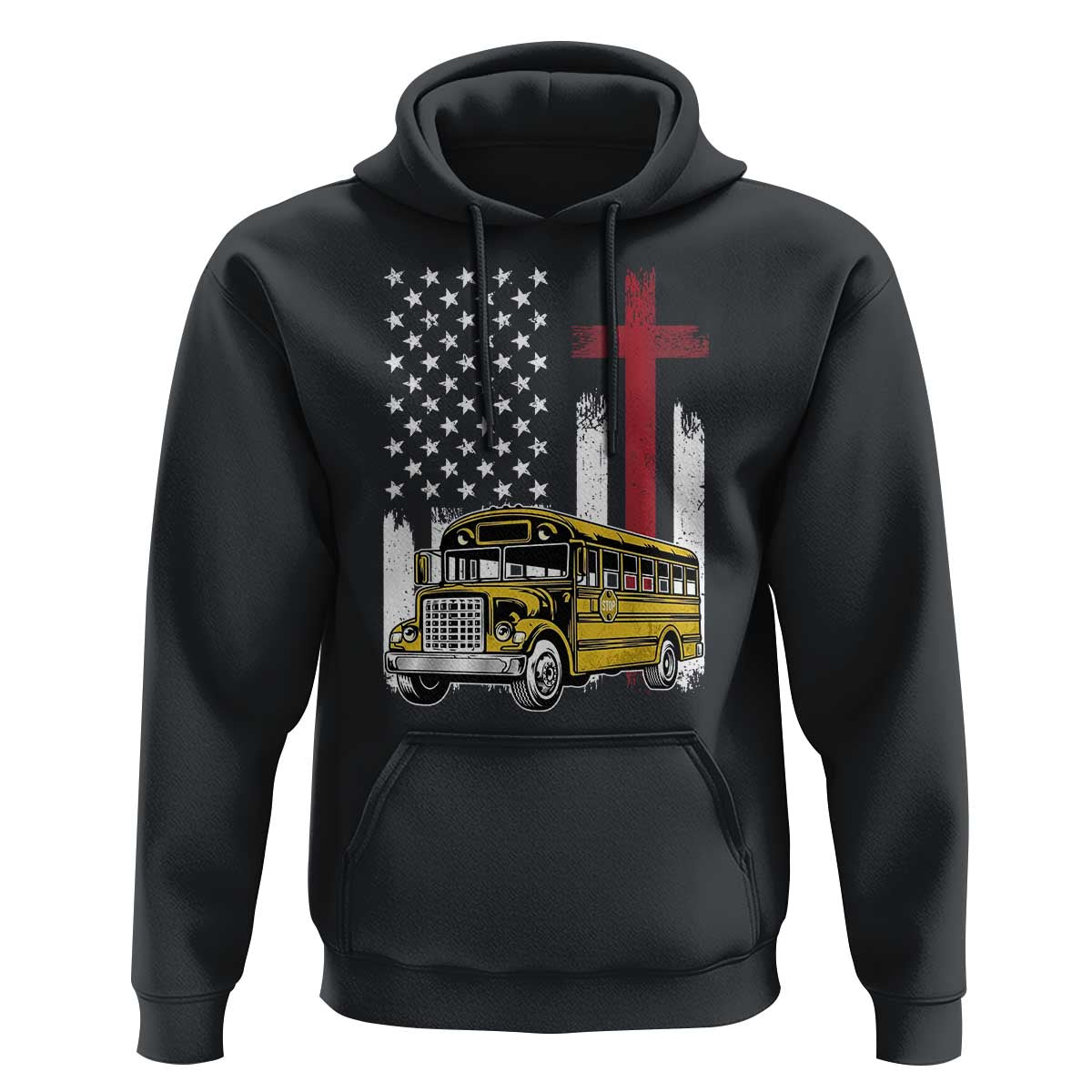 Bus Driver Patriotic Christian USA Flag Hoodie School Bus Driver