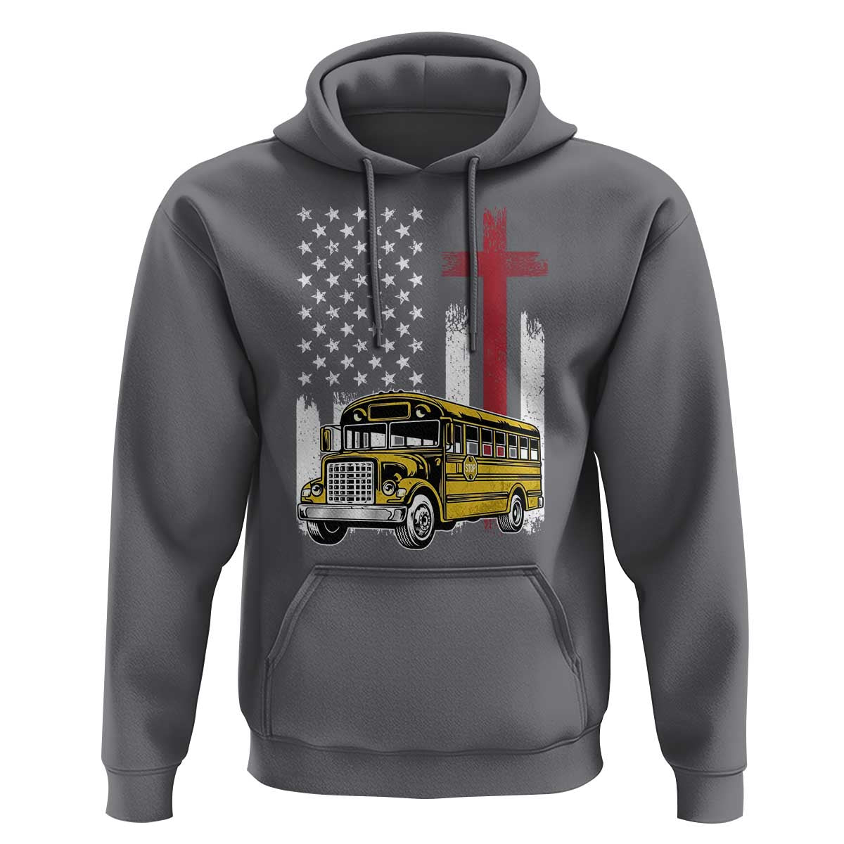 Bus Driver Patriotic Christian USA Flag Hoodie School Bus Driver