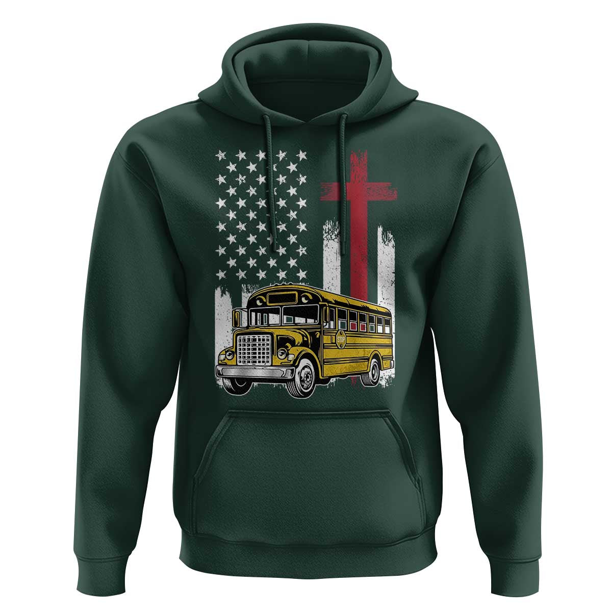 Bus Driver Patriotic Christian USA Flag Hoodie School Bus Driver