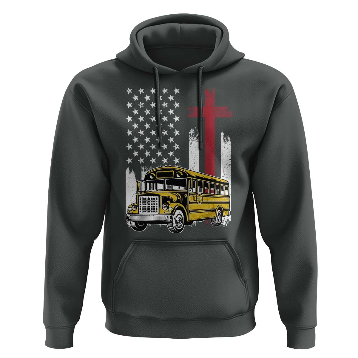 Bus Driver Patriotic Christian USA Flag Hoodie School Bus Driver