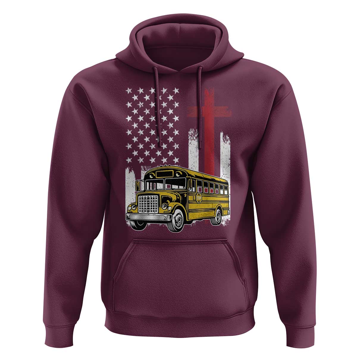 Bus Driver Patriotic Christian USA Flag Hoodie School Bus Driver