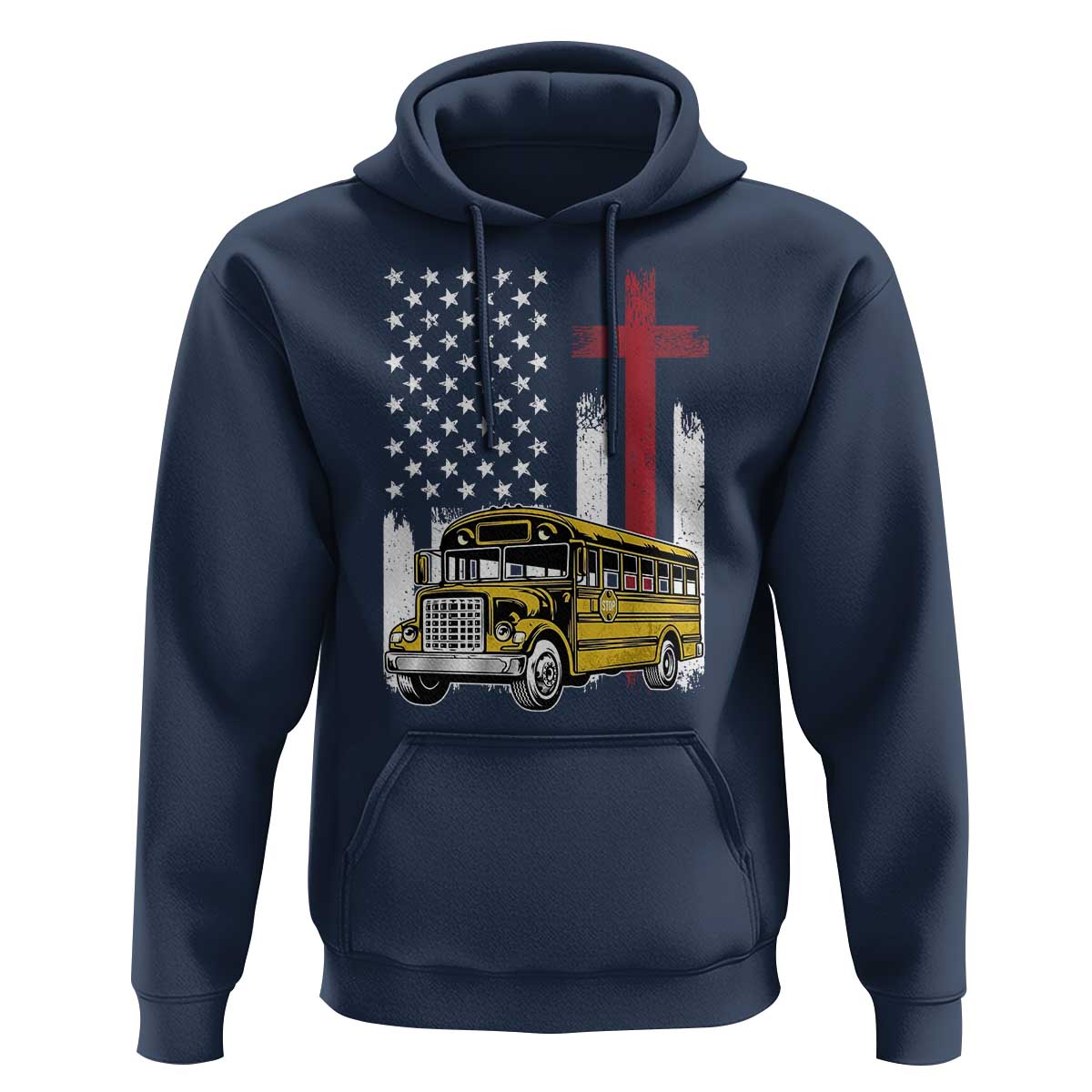 Bus Driver Patriotic Christian USA Flag Hoodie School Bus Driver