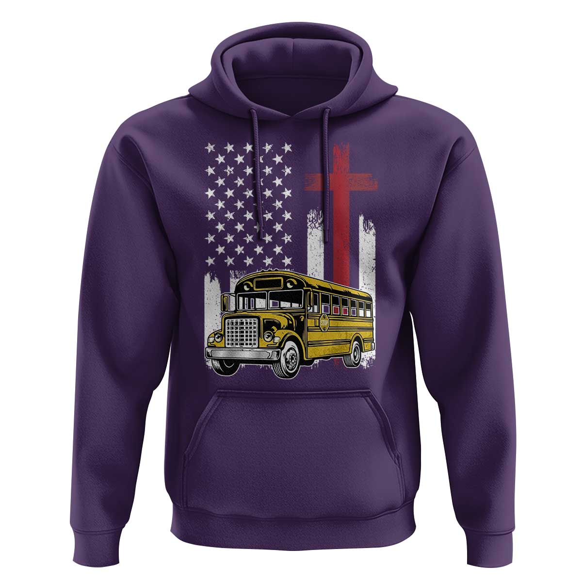 Bus Driver Patriotic Christian USA Flag Hoodie School Bus Driver