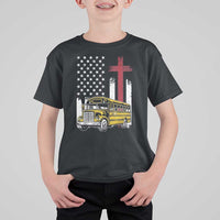 Bus Driver Patriotic Christian USA Flag T Shirt For Kid School Bus Driver