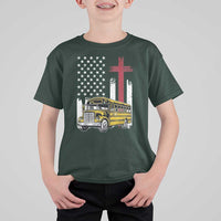 Bus Driver Patriotic Christian USA Flag T Shirt For Kid School Bus Driver