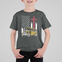 Bus Driver Patriotic Christian USA Flag T Shirt For Kid School Bus Driver