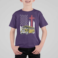 Bus Driver Patriotic Christian USA Flag T Shirt For Kid School Bus Driver