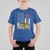 Bus Driver Patriotic Christian USA Flag T Shirt For Kid School Bus Driver