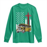 Bus Driver Patriotic Christian USA Flag Long Sleeve Shirt School Bus Driver
