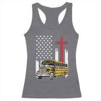 Bus Driver Patriotic Christian USA Flag Racerback Tank Top School Bus Driver