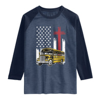 Bus Driver Patriotic Christian USA Flag Raglan Shirt School Bus Driver