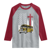 Bus Driver Patriotic Christian USA Flag Raglan Shirt School Bus Driver