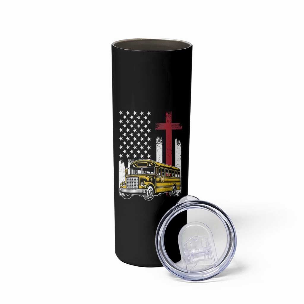 Bus Driver Patriotic Christian USA Flag Skinny Tumbler School Bus Driver