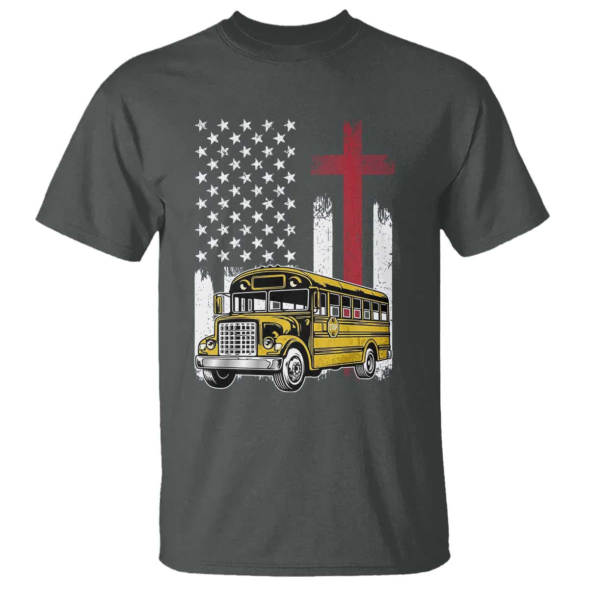 Bus Driver Patriotic Christian USA Flag T Shirt School Bus Driver