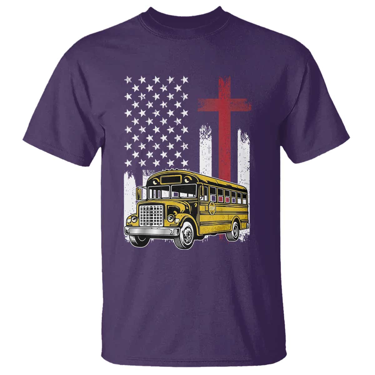 Bus Driver Patriotic Christian USA Flag T Shirt School Bus Driver