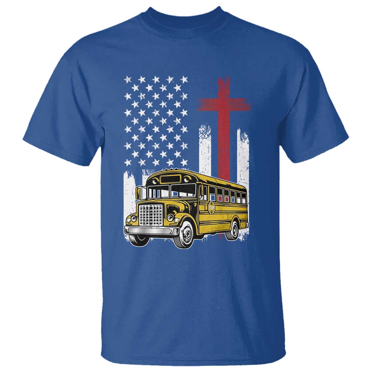 Bus Driver Patriotic Christian USA Flag T Shirt School Bus Driver