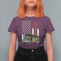 Bus Driver Patriotic Christian USA Flag T Shirt For Women School Bus Driver