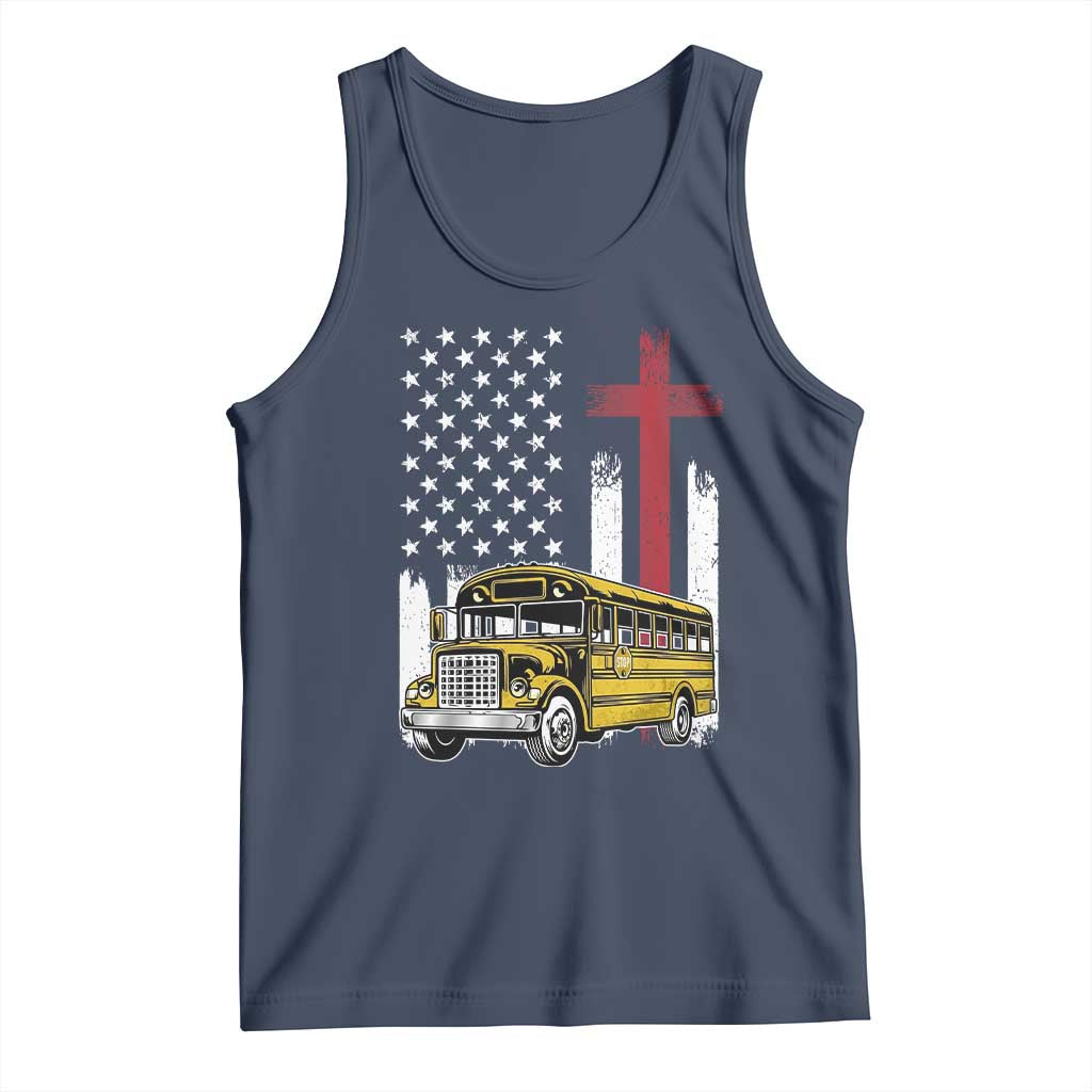 Bus Driver Patriotic Christian USA Flag Tank Top School Bus Driver