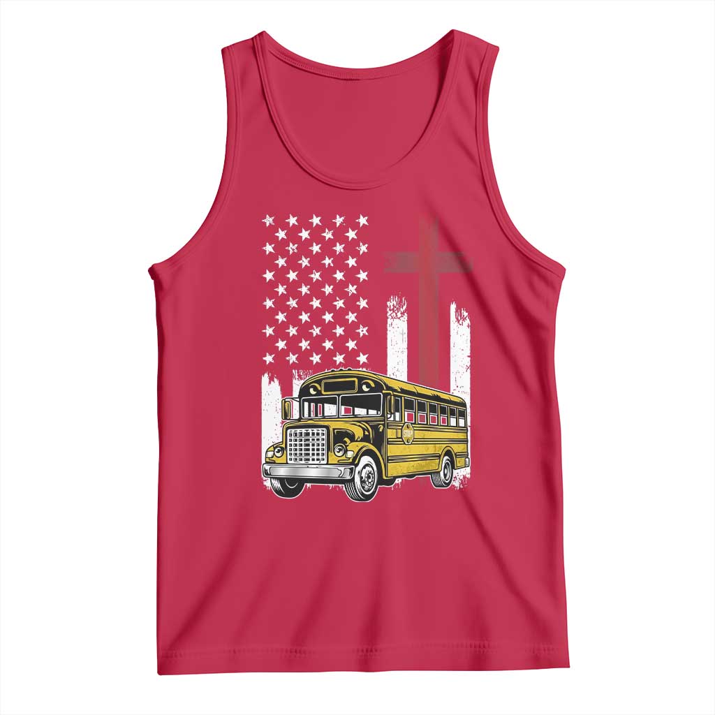 Bus Driver Patriotic Christian USA Flag Tank Top School Bus Driver