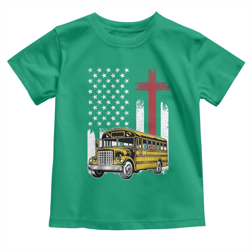 Bus Driver Patriotic Christian USA Flag Toddler T Shirt School Bus Driver