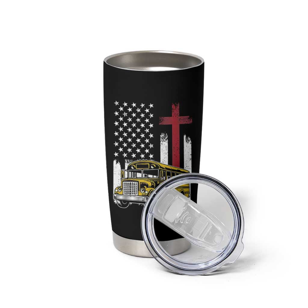 Bus Driver Patriotic Christian USA Flag Tumbler Cup School Bus Driver