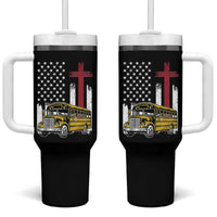 Bus Driver Patriotic Christian USA Flag Tumbler With Handle School Bus Driver