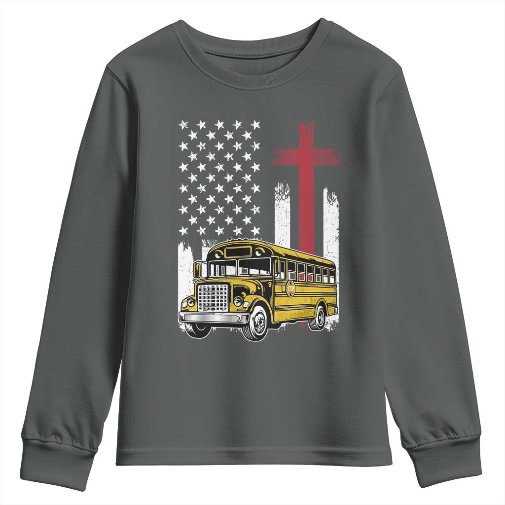 Bus Driver Patriotic Christian USA Flag Youth Sweatshirt School Bus Driver