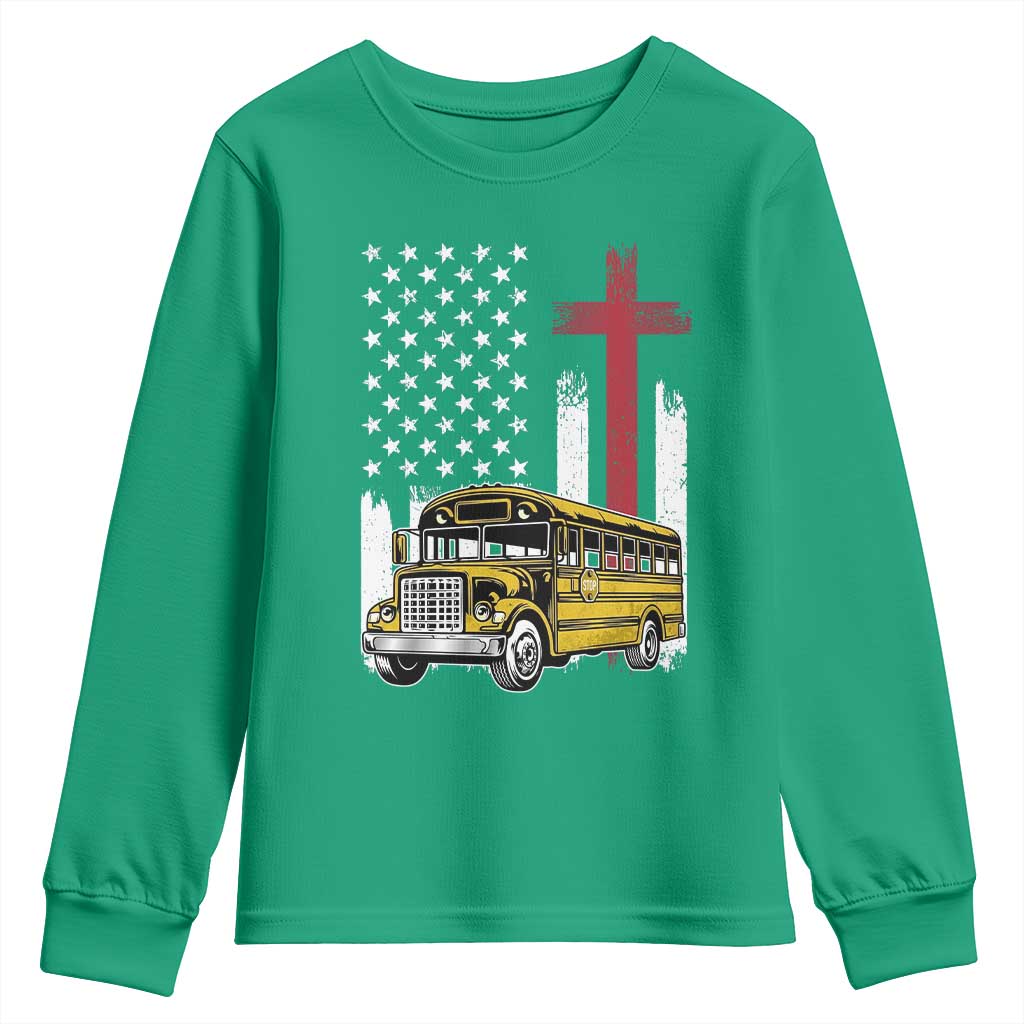 Bus Driver Patriotic Christian USA Flag Youth Sweatshirt School Bus Driver