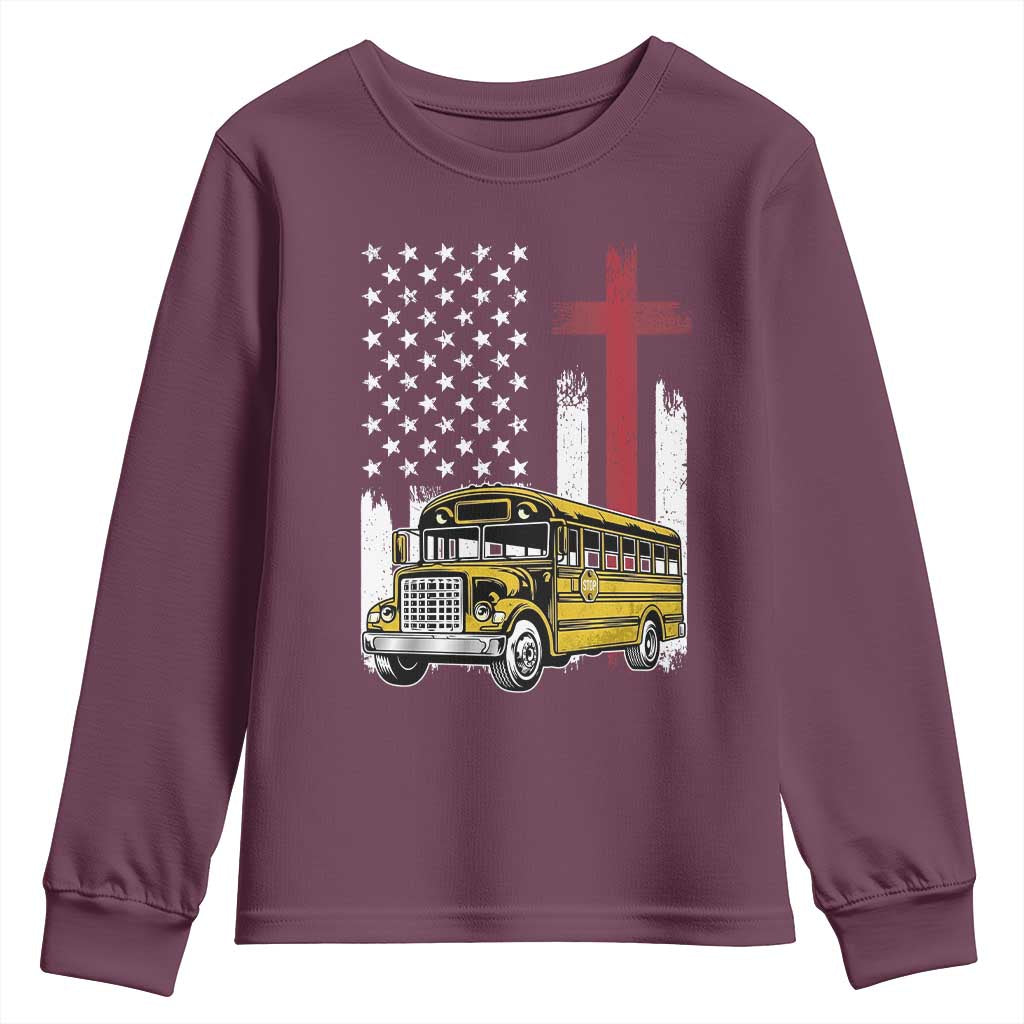 Bus Driver Patriotic Christian USA Flag Youth Sweatshirt School Bus Driver