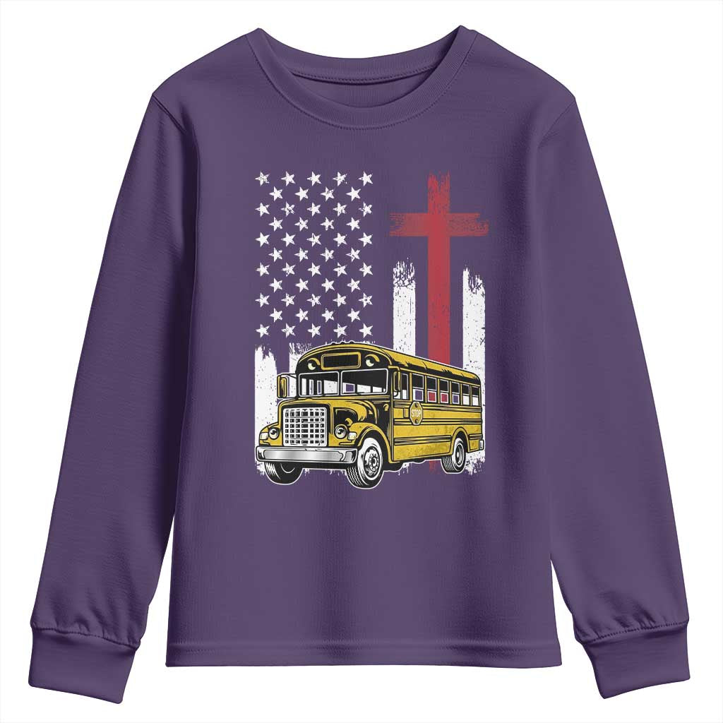 Bus Driver Patriotic Christian USA Flag Youth Sweatshirt School Bus Driver