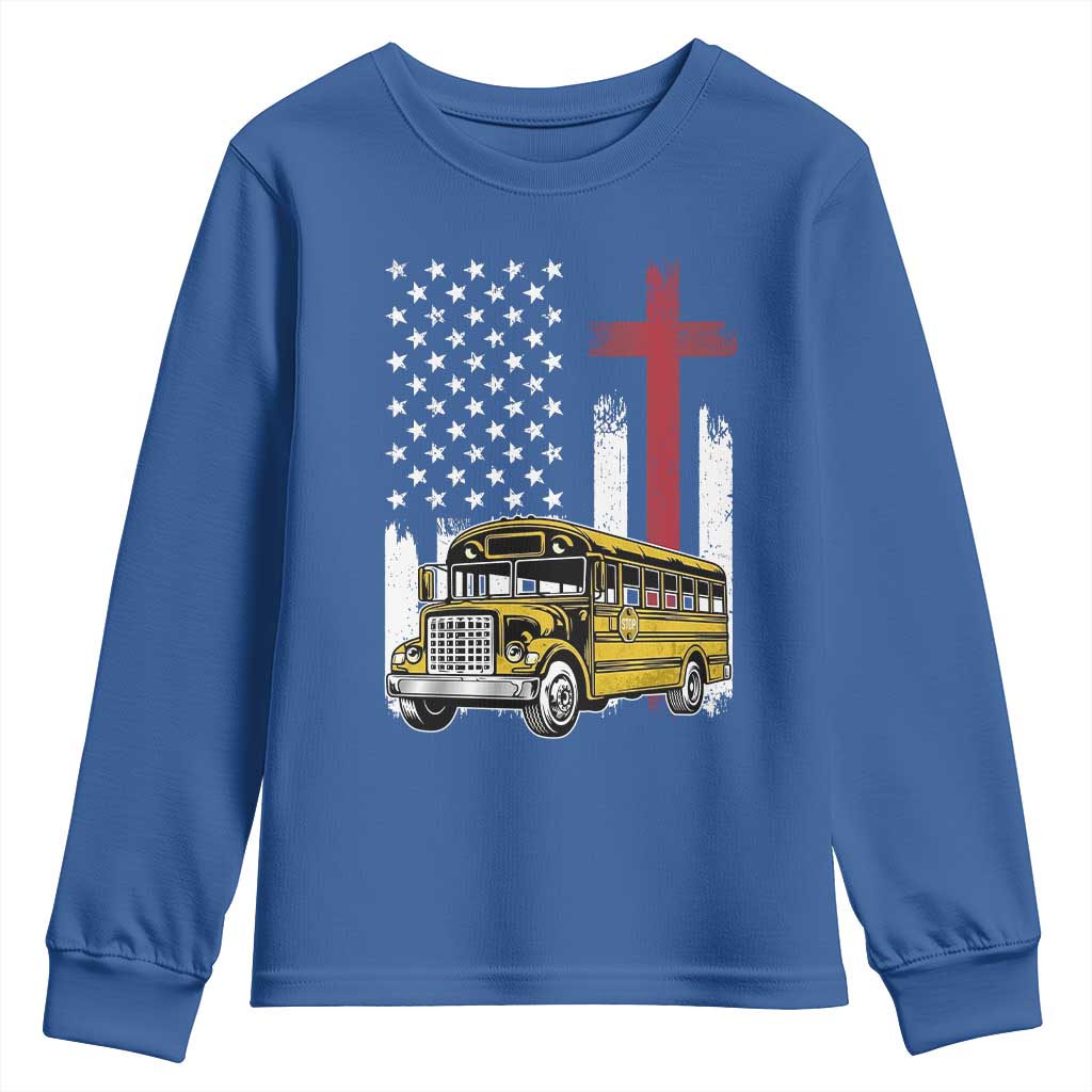 Bus Driver Patriotic Christian USA Flag Youth Sweatshirt School Bus Driver