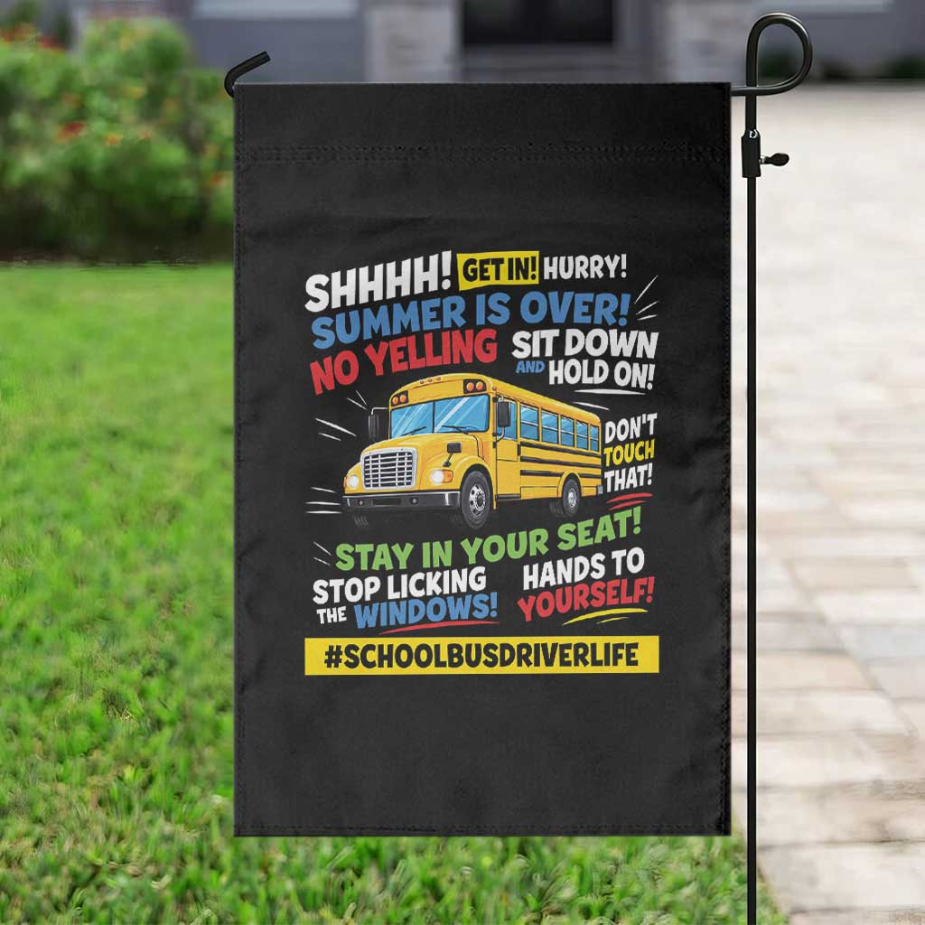 Funny School Bus Driver Life Garden Flag Back to School Teacher Kids