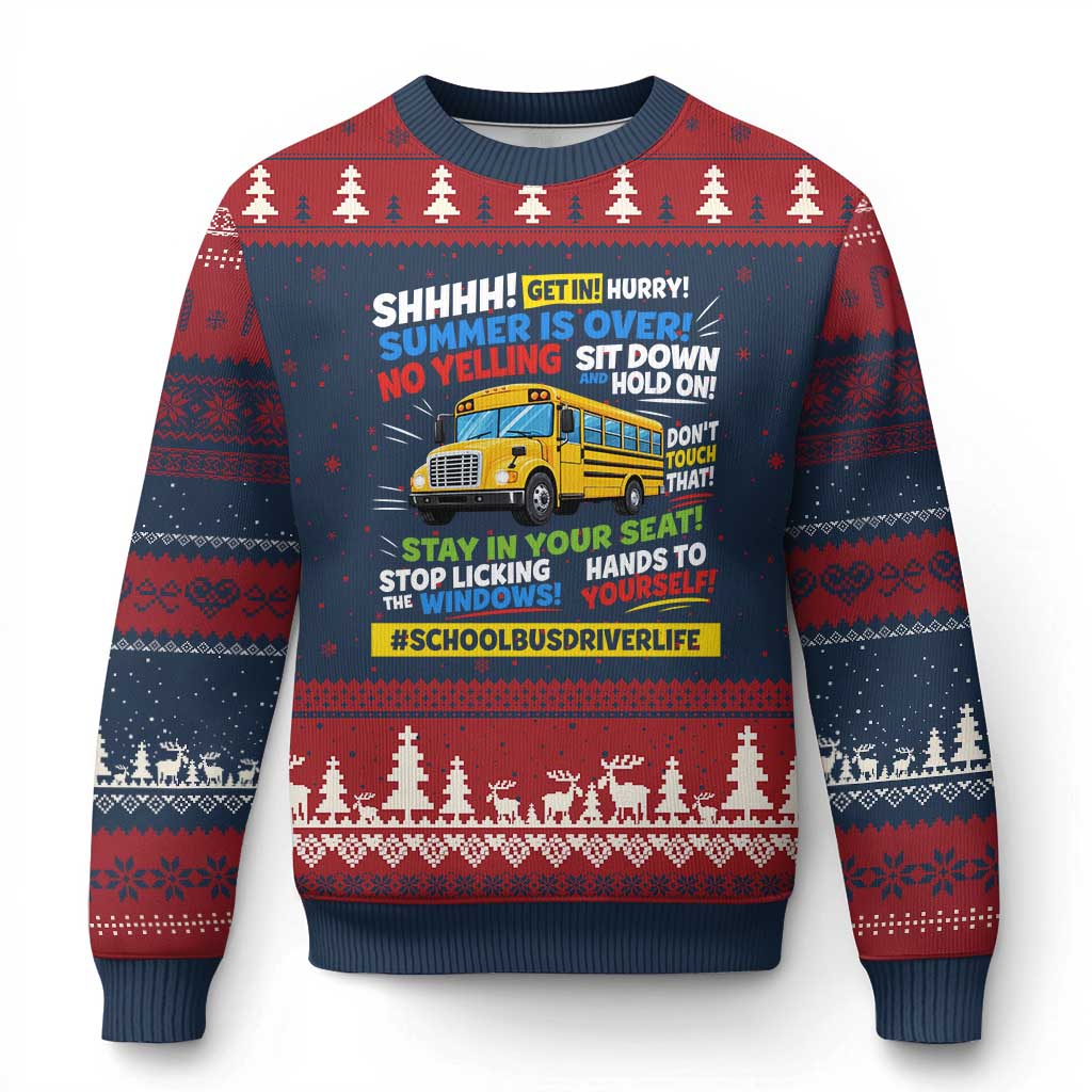 Funny School Bus Driver Life Ugly Christmas Sweater Back to School Teacher Kids