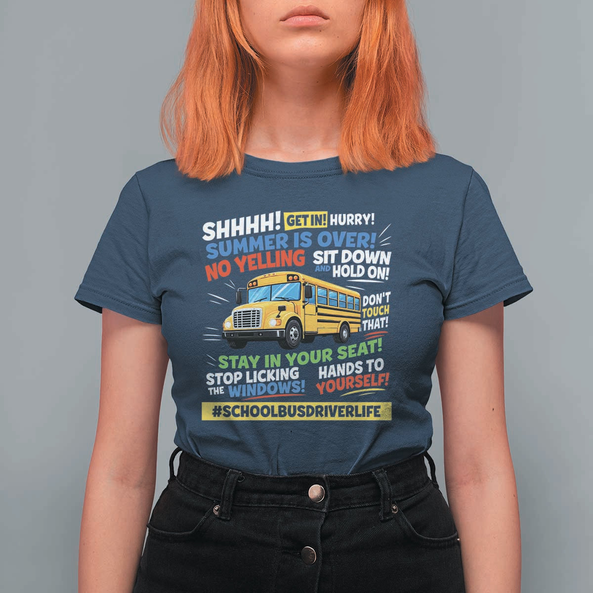 Funny School Bus Driver Life T Shirt For Women Back to School Teacher Kids