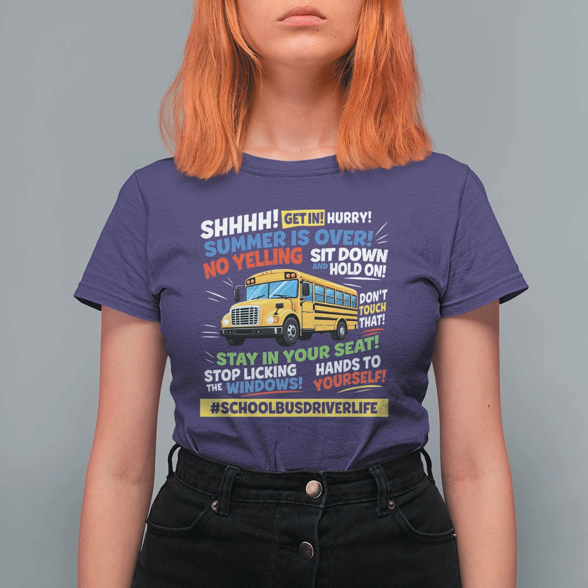 Funny School Bus Driver Life T Shirt For Women Back to School Teacher Kids