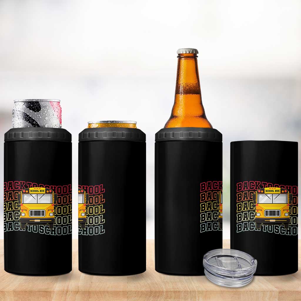 School Bus Driver Life Back to School Teacher Kids 4 in 1 Can Cooler Tumbler