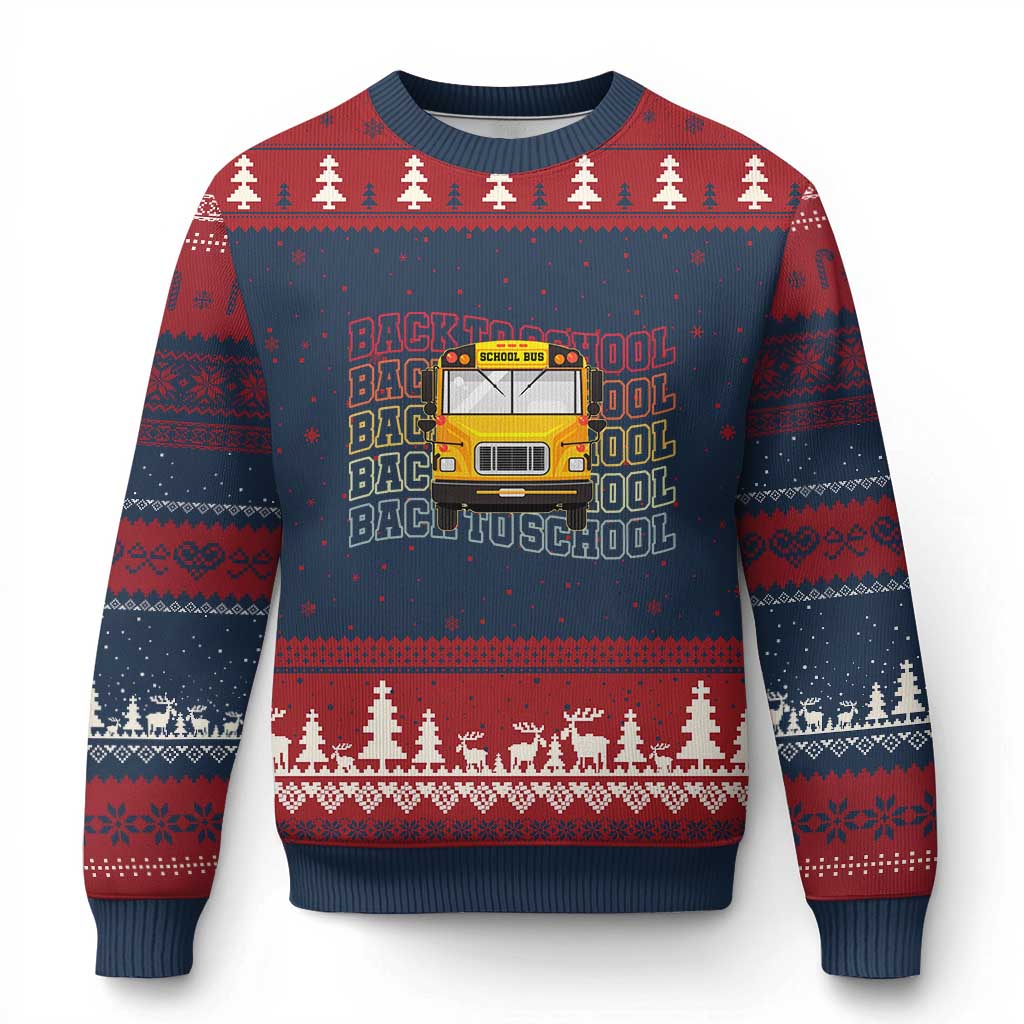 School Bus Driver Life Back to School Teacher Kids Ugly Christmas Sweater