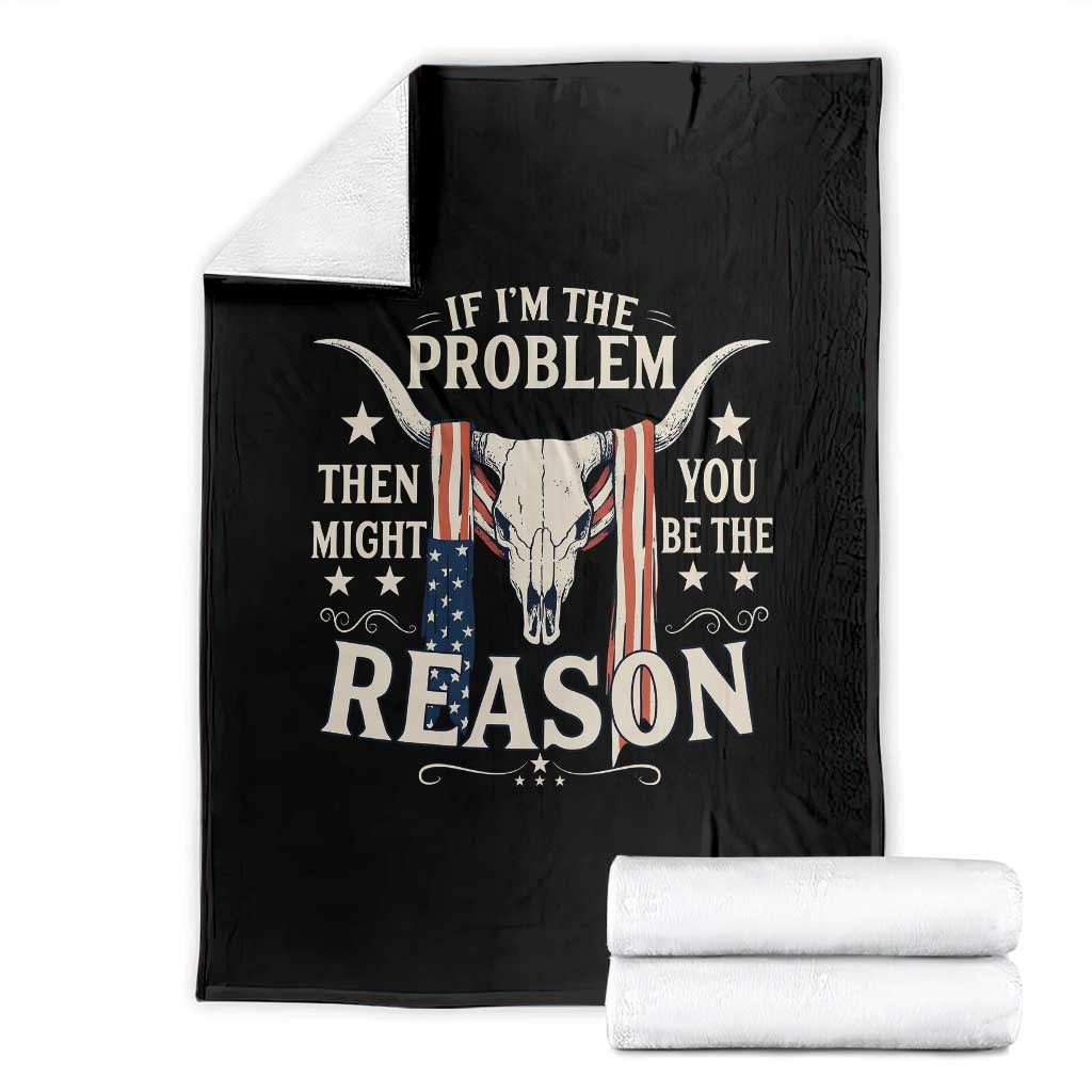 Cow Bull Skull American Flag Vintage Western Throw Blanket - Wonder Print Shop