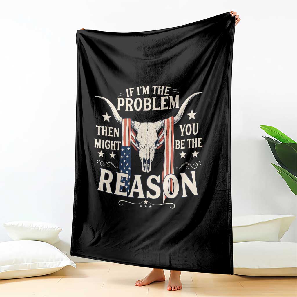 Cow Bull Skull American Flag Vintage Western Throw Blanket - Wonder Print Shop