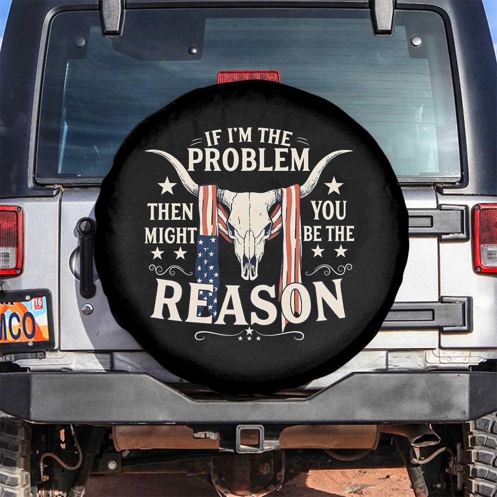 Cow Bull Skull American Flag Vintage Western Spare Tire Cover - Wonder Print Shop