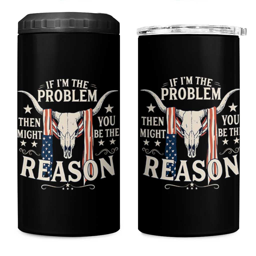 Cow Bull Skull American Flag Vintage Western 4 in 1 Can Cooler Tumbler